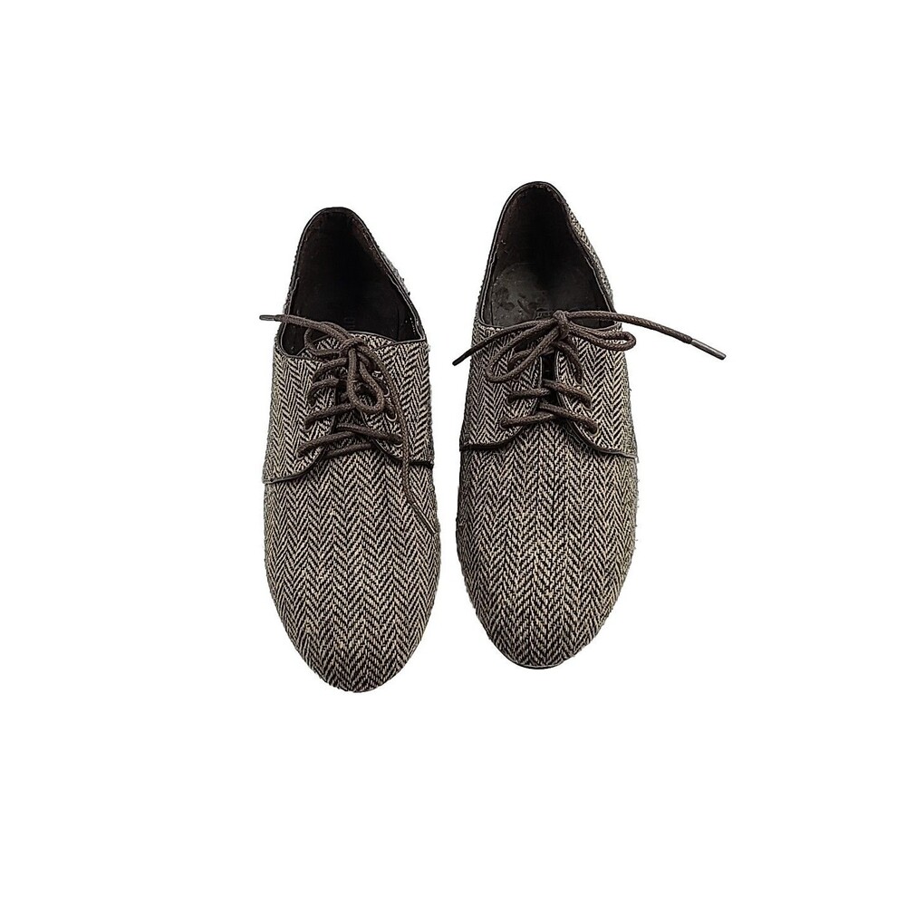 Forever 21 Size 8 Brown Shoes Herringbone Lace Up Oxfords Flats